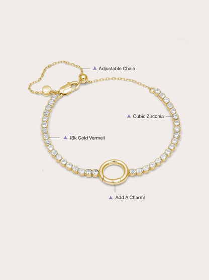 Tennis Charm Bracelet 18K Gold (3) – Mondays Made Flower & Birthstone Jewelry Singapore