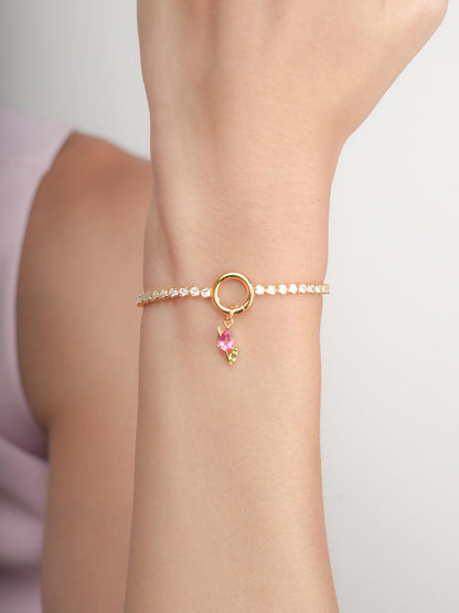 Tennis Charm Bracelet 18K Gold (5) – Mondays Made Flower & Birthstone Jewelry Singapore