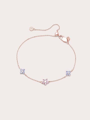 Trio Blossom Bracelet 18K Rose Gold (1) – Mondays Made Flower & Birthstone Jewelry Singapore
