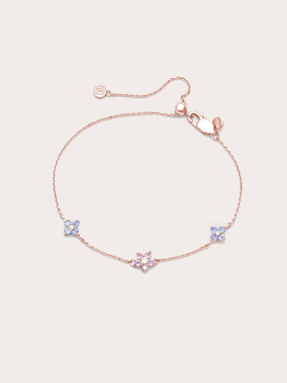 Trio Blossom Bracelet 18K Rose Gold (1) – Mondays Made Flower & Birthstone Jewelry Singapore