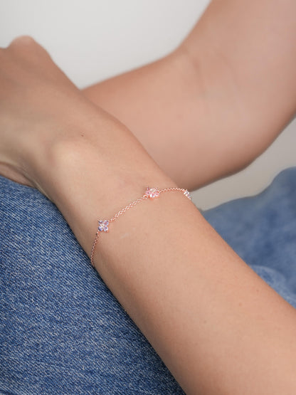 Trio Blossom Bracelet 18K Rose Gold (5) – Mondays Made Flower & Birthstone Jewelry Singapore