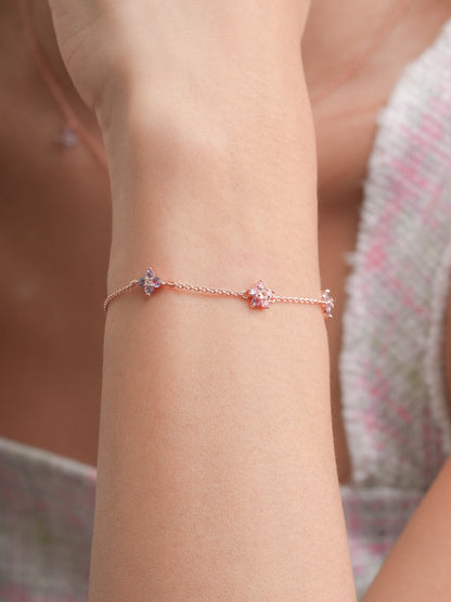 Trio Blossom Bracelet 18K Rose Gold (3) – Mondays Made Flower & Birthstone Jewelry Singapore
