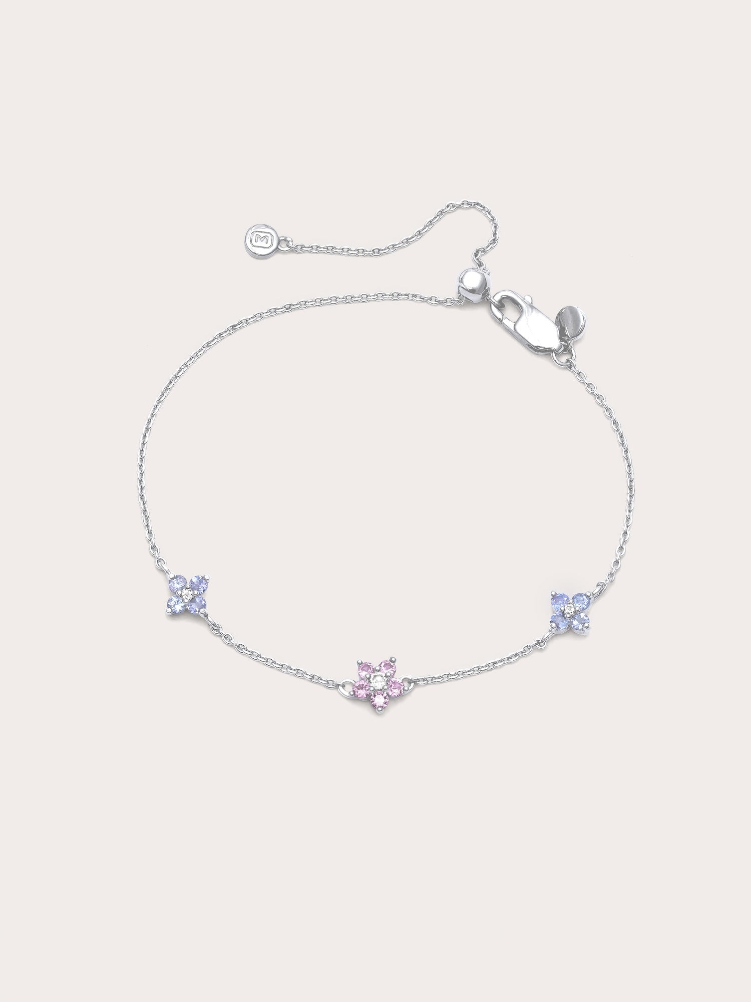 Trio Blossom Bracelet in S925 Rhodium Vermeil from Mondays Made