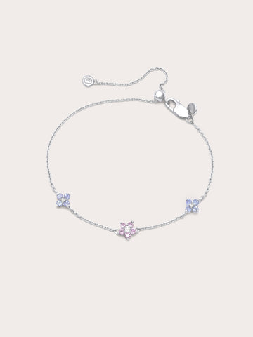 Trio Blossom Bracelet S925 Silver Rhodium (1) – Mondays Made Flower & Birthstone Jewelry Singapore