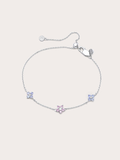 Trio Blossom Bracelet S925 Silver Rhodium (1) – Mondays Made Flower & Birthstone Jewelry Singapore