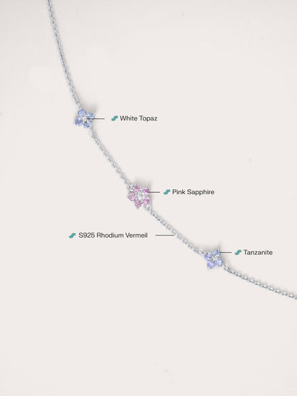 Trio Blossom Bracelet S925 Silver Rhodium (4) – Mondays Made Flower & Birthstone Jewelry Singapore