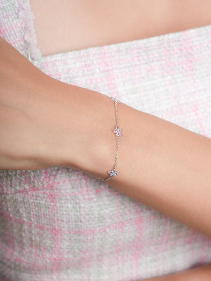 Trio Blossom Bracelet S925 Silver Rhodium (3) – Mondays Made Flower & Birthstone Jewelry Singapore