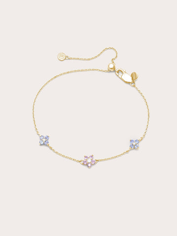 Trio Blossom Bracelet 18K Gold (1) – Mondays Made Flower & Birthstone Jewelry Singapore