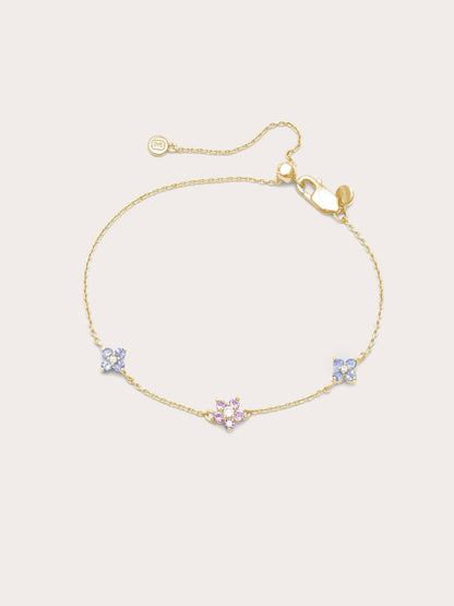 Trio Blossom Bracelet 18K Gold (1) – Mondays Made Flower & Birthstone Jewelry Singapore