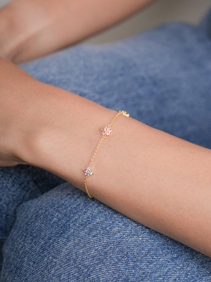 Trio Blossom Bracelet 18K Gold (2) – Mondays Made Flower & Birthstone Jewelry Singapore