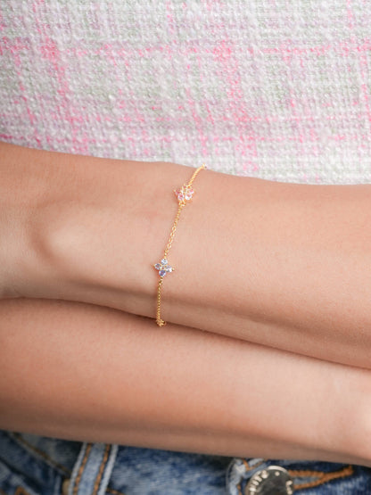 Trio Blossom Bracelet 18K Gold (3) – Mondays Made Flower & Birthstone Jewelry Singapore