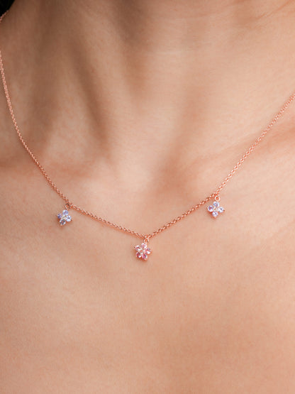 Trio Blossom Necklace 18K Rose Gold (1) – Mondays Made Flower & Birthstone Jewelry Singapore