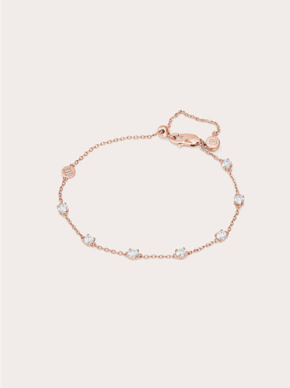 White Moissanite Bracelet 18K Rose Gold – Mondays Made Flower & Birthstone Jewelry Singapore
