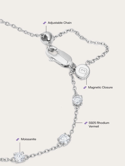 Snowfall White Moissanite Station Bracelet