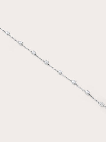 White Moissanite Bracelet S925 Silver Rhodium Flat – Mondays Made Flower & Birthstone Jewelry Singapore