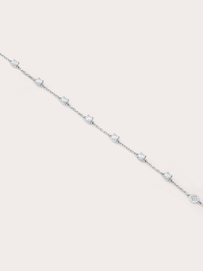 White Moissanite Bracelet S925 Silver Rhodium Flat – Mondays Made Flower & Birthstone Jewelry Singapore