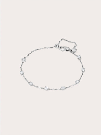 White Moissanite Bracelet S925 Silver Rhodium – Mondays Made Flower & Birthstone Jewelry Singapore