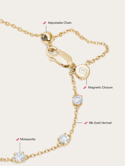 Snowfall White Moissanite Station Bracelet