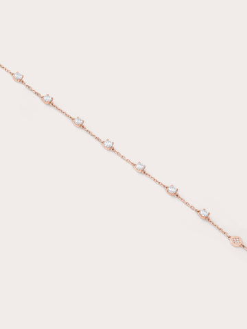White Moissanite Bracelet 18K Gold Flat (1) – Mondays Made Flower & Birthstone Jewelry Singapore