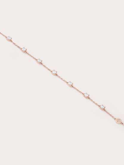 White Moissanite Bracelet 18K Gold Flat (1) – Mondays Made Flower & Birthstone Jewelry Singapore