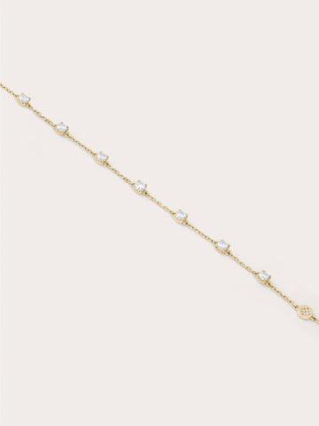 White Moissanite Bracelet 18K Gold Flat (2) – Mondays Made Flower & Birthstone Jewelry Singapore