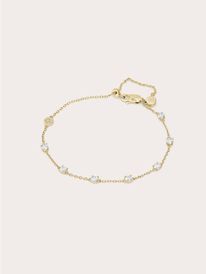 White Moissanite Bracelet 18K Gold – Mondays Made Flower & Birthstone Jewelry Singapore
