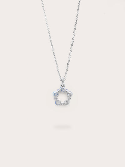 Winter Frost Moissanite Cluster Necklace S925 Silver Rhodium (4) – Mondays Made Flower & Birthstone Jewelry Singapore