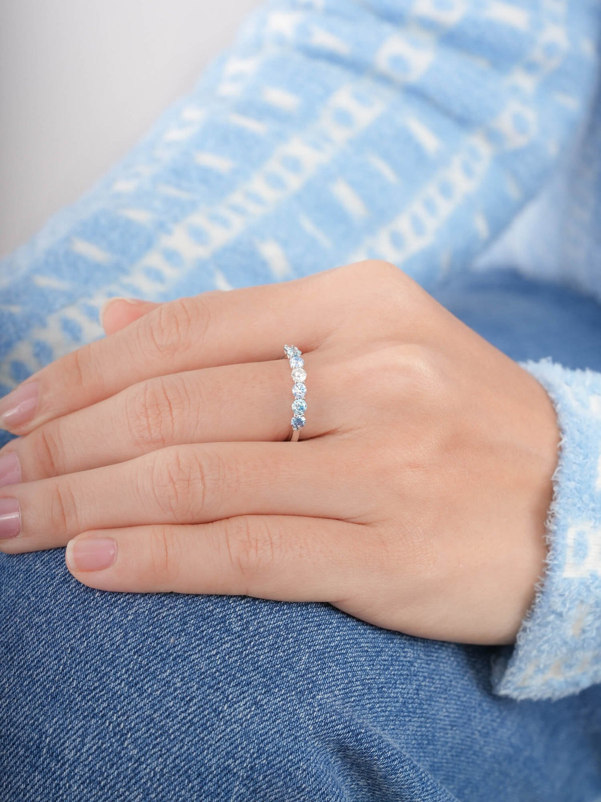 Winter Frost Moissanite Eternity Band S925 Silver Rhodium (5) – Mondays Made Flower & Birthstone Jewelry Singapore