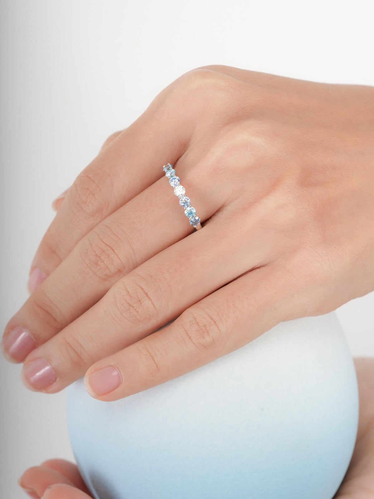 Winter Frost Moissanite Eternity Band S925 Silver Rhodium (7) – Mondays Made Flower & Birthstone Jewelry Singapore