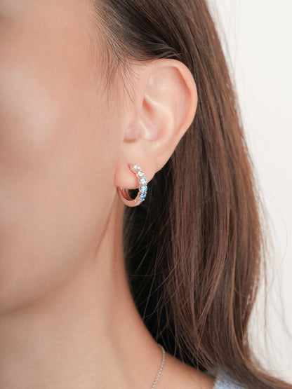 Winter Frost Moissanite Reversible Huggie Earrings S925 Silver Rhodium (3) – Mondays Made Flower & Birthstone Jewelry Singapore