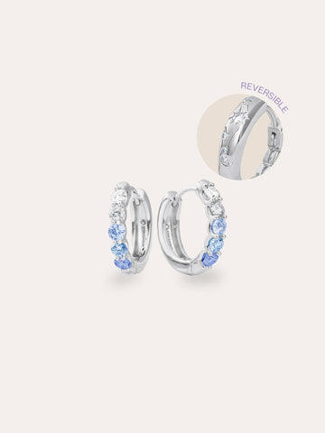 Winter Frost Moissanite Reversible Huggies S925 Silver Rhodium (1) – Mondays Made Flower & Birthstone Jewelry Singapore