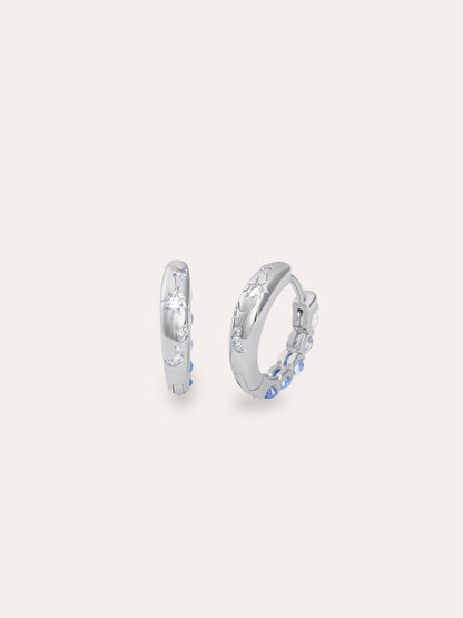 Winter Frost Moissanite Reversible Huggies S925 Silver Rhodium (3) – Mondays Made Flower & Birthstone Jewelry Singapore