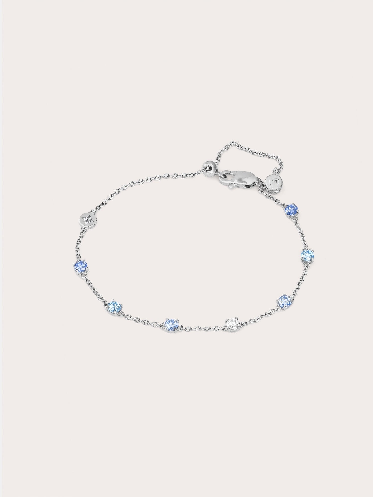 Winter Frost Moissanite Station Bracelet in S925 Rhodium Vermeil from Mondays Made