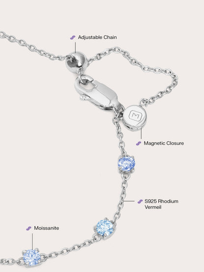 Winter Frost Moissanite Station Bracelet S925 Silver Rhodium (4) – Mondays Made Flower & Birthstone Jewelry Singapore