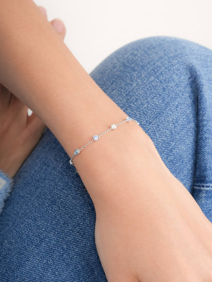 Winter Frost Moissanite Station Bracelet S925 Silver Rhodium (1) – Mondays Made Flower & Birthstone Jewelry Singapore