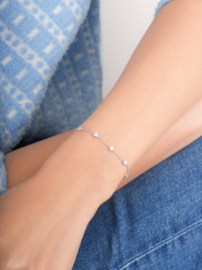 Winter Frost Moissanite Station Bracelet S925 Silver Rhodium (2) – Mondays Made Flower & Birthstone Jewelry Singapore