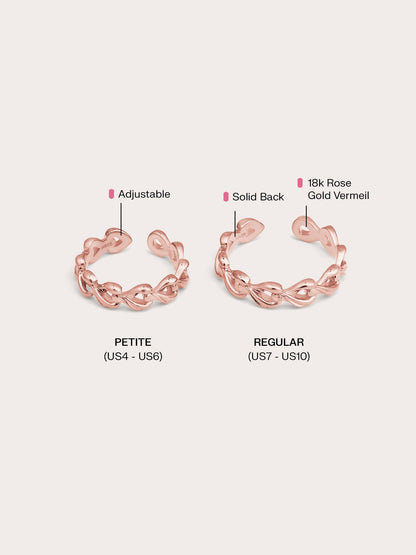 Wishbone Chain Ring 18K Rose Gold Big Small – Mondays Made Flower & Birthstone Jewelry Singapore