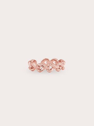 Wishbone Chain Ring 18K Rose Gold Close Up – Mondays Made Flower & Birthstone Jewelry Singapore