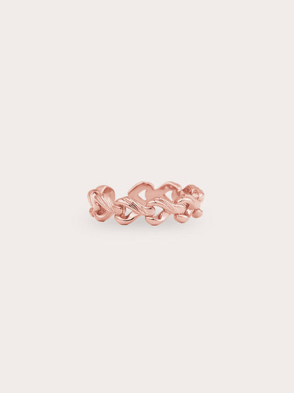 Wishbone Chain Ring 18K Rose Gold Close Up – Mondays Made Flower & Birthstone Jewelry Singapore