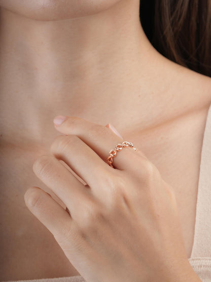 Wishbone Chain Ring 18K Rose Gold (2) – Mondays Made Flower & Birthstone Jewelry Singapore