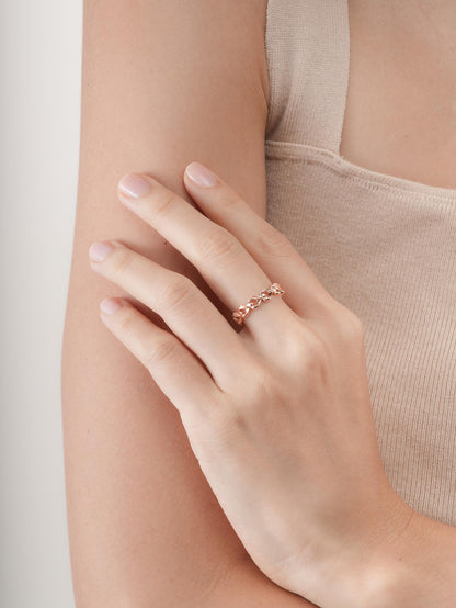 Wishbone Chain Ring 18K Rose Gold (1) – Mondays Made Flower & Birthstone Jewelry Singapore