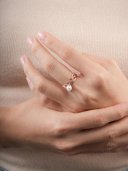 Wishbone Chain Ring 18K Rose Gold (4) – Mondays Made Flower & Birthstone Jewelry Singapore