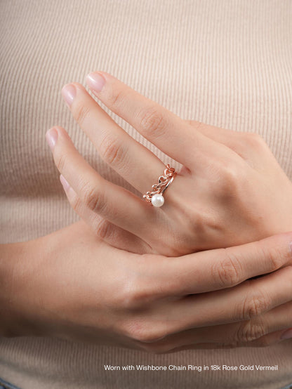 Wishbone Chain Ring 18K Rose Gold (5) – Mondays Made Flower & Birthstone Jewelry Singapore