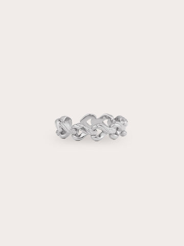Wishbone Chain Ring S925 Silver Rhodium Close Up – Mondays Made Flower & Birthstone Jewelry Singapore