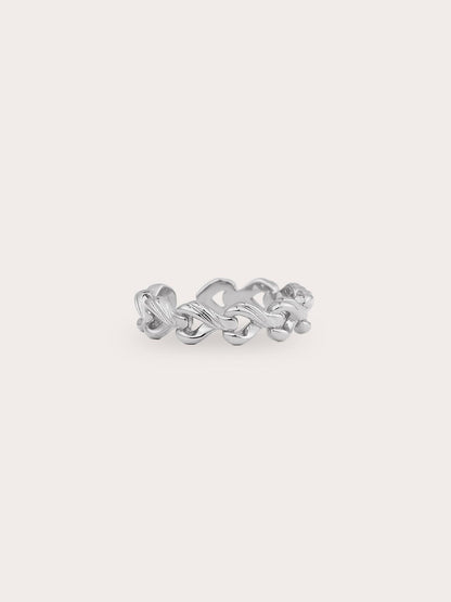 Wishbone Chain Ring S925 Silver Rhodium Close Up – Mondays Made Flower & Birthstone Jewelry Singapore