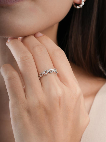Wishbone Chain Ring S925 Silver Rhodium (1) – Mondays Made Flower & Birthstone Jewelry Singapore