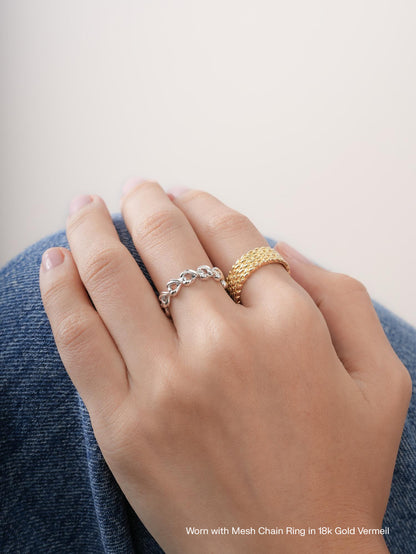 Wishbone Chain Ring S925 Silver Rhodium (2) – Mondays Made Flower & Birthstone Jewelry Singapore
