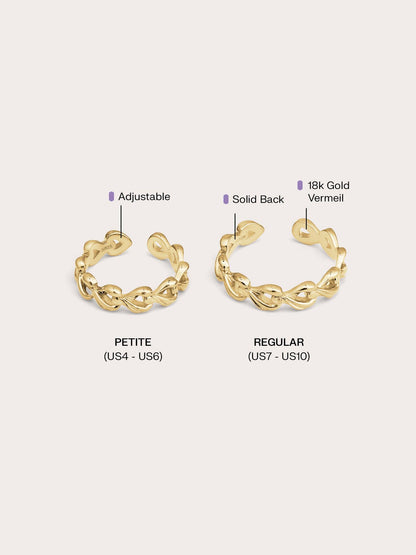 Wishbone Chain Ring 18K Gold Big Small – Mondays Made Flower & Birthstone Jewelry Singapore