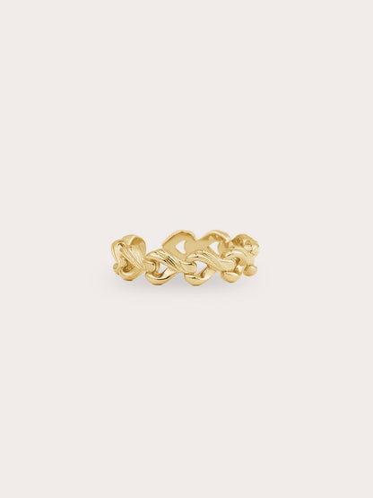 Wishbone Chain Ring 18K Gold Close Up – Mondays Made Flower & Birthstone Jewelry Singapore