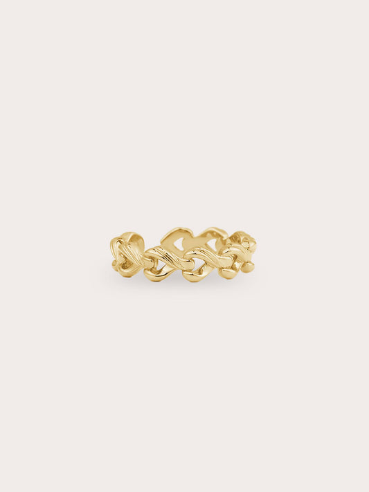 Wishbone Chain Ring 18K Gold Close Up – Mondays Made Flower & Birthstone Jewelry Singapore